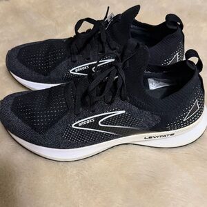 Brooks Black and White Levitate Knit Running Sneakers
